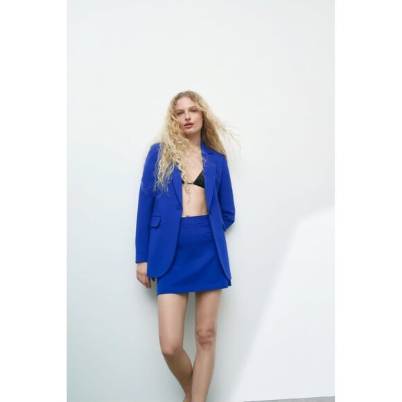 NWT ZARA MINI SKIRT WITH POCKETS Ink blue Medium - Picture 3 of 10